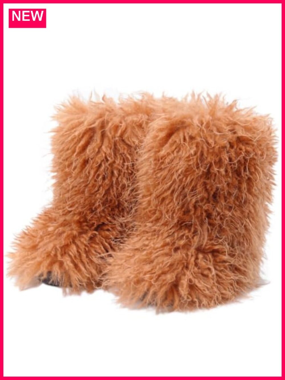 Women's Faux Fur Mongolian Snow Boots Winter Fluffy Mid-Calf